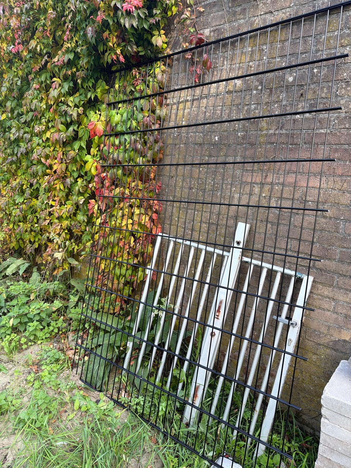 Dubbelstaaf hekwerk - Zwart 140 x 200 hoog, Tuin en Terras, Ophalen, Met poort, Gebruikt, Dubbelstaafmat hekwerk
