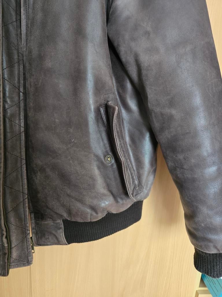 Mooie leren korte jas ., Ophalen of Verzenden, Gedragen, Maat 56/58 (XL), Bruin