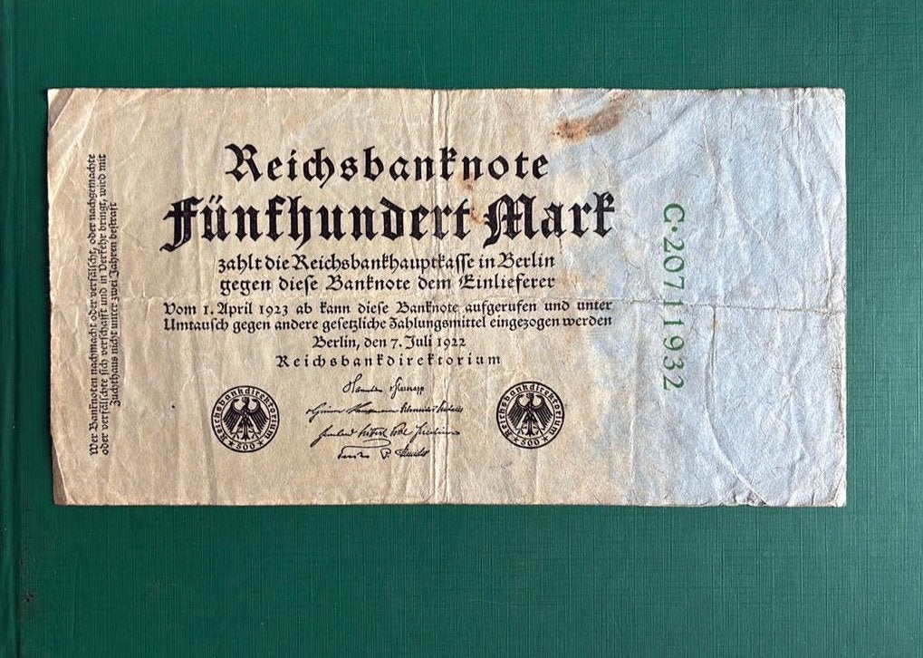 Duitsland 500 mark 1922, Ophalen of Verzenden, Duitsland
