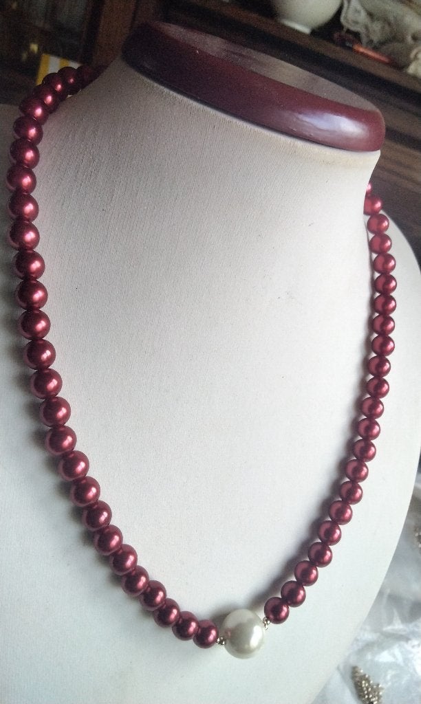 Rode Parelketting Witte Parel Gouden Slot Gold filled, Ophalen of Verzenden, Nieuw, Rood, Overige materialen