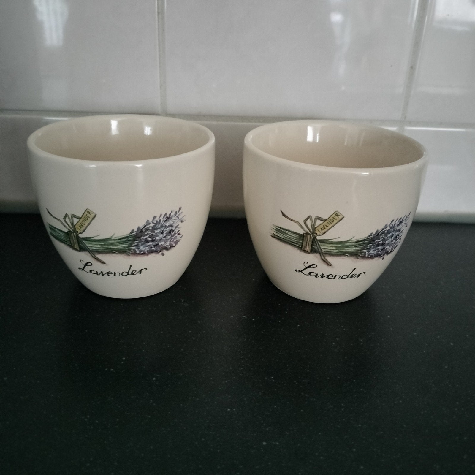 Set van 2 Jet by Ter Steege 'Lavender' mokken, Keramiek, Landelijk/Boerenbont, Zo goed als nieuw, Jet by Ter Steege
