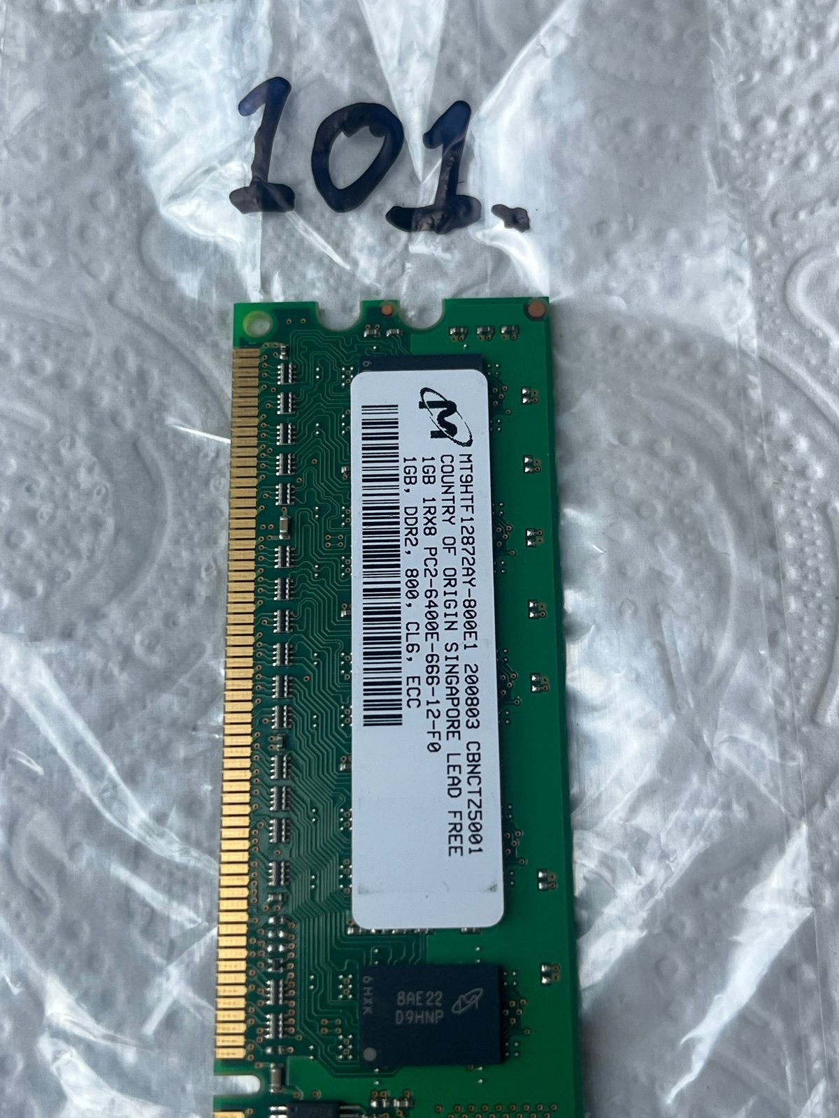 #101- 1GB DDR2 RAM Geheugenmodule PC2-6400U-666-12-F0, Computers en Software, RAM geheugen, 1 GB of minder, Verzenden, Server