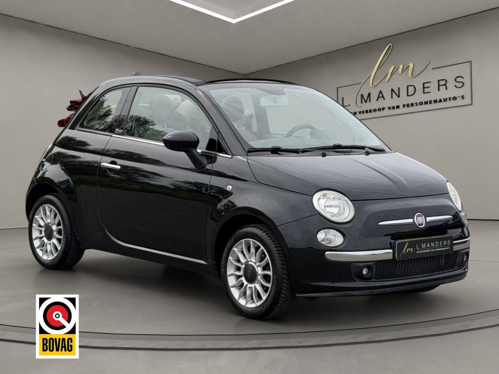 Fiat 500C 1.2 Lounge 2009 ZWART | Airco | Cabrio | Driem nie, Auto's, Euro 5, Gebruikt, 4 cilinders, Cabriolet