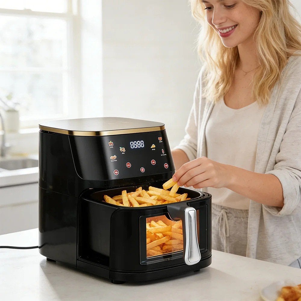 Airfryer family size van maarliefst 12L zwart (1400 Watt), Ophalen of Verzenden, Nieuw, Airfryer