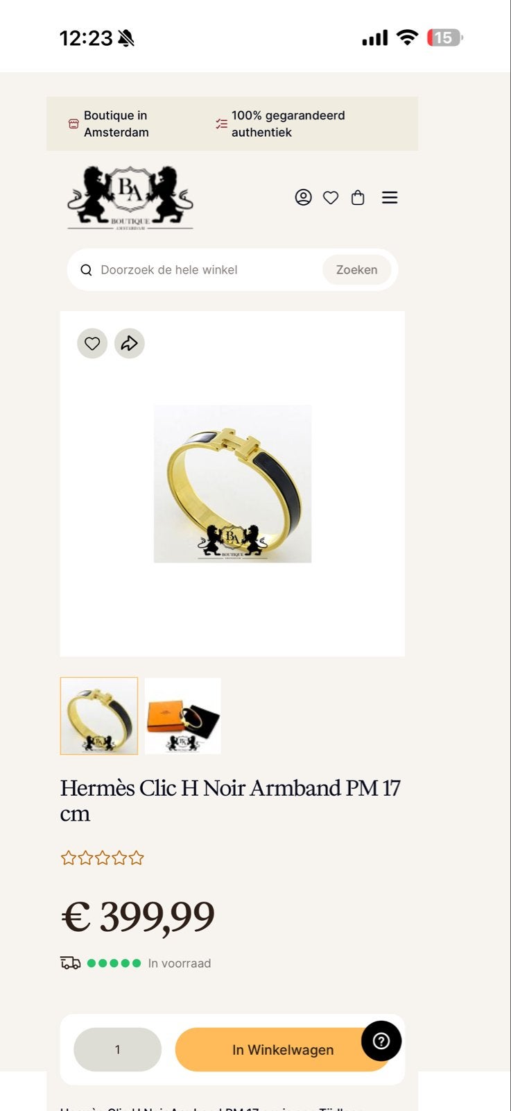 Hermès Clic H Noir Armband PM 17 cm, Sieraden, Tassen en Uiterlijk, Ophalen of Verzenden, Zo goed als nieuw, Zwart, Overige materialen