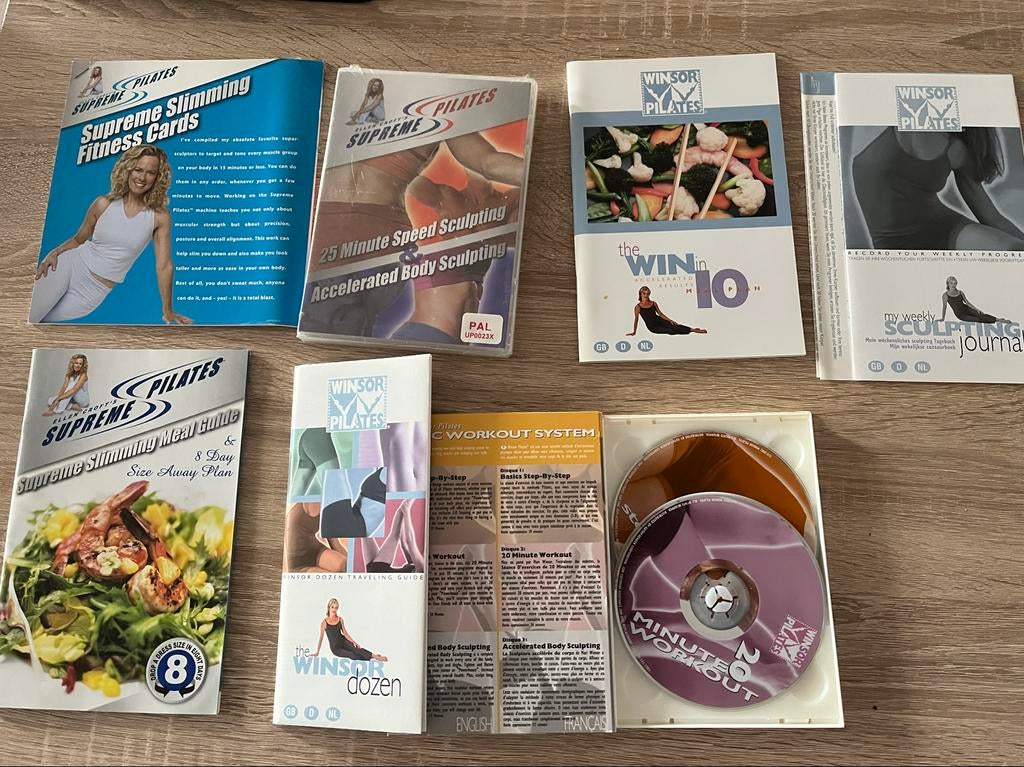 Pilates DVD's met boekjes - Afvallen en sporten, Cursus of Instructie, Yoga, Fitness of Dans, Alle leeftijden, Boxset