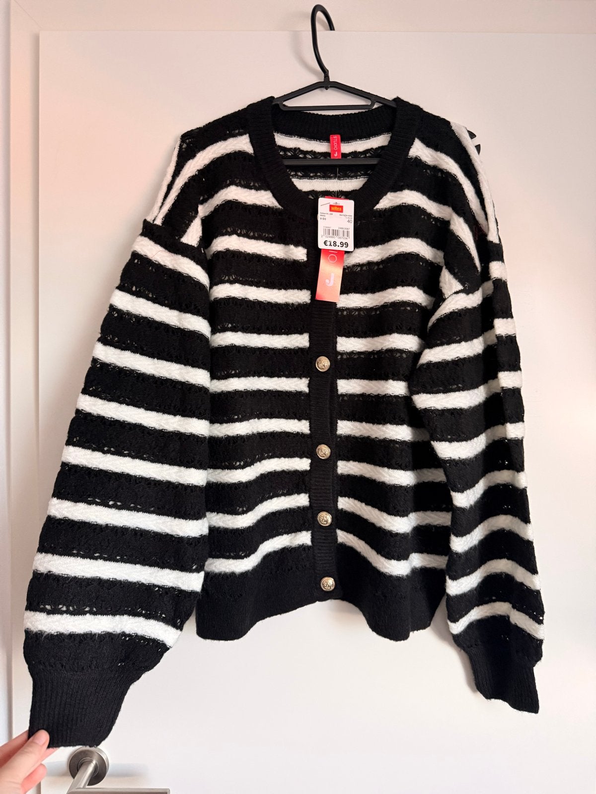 Nieuwe gestreepte trui van Wibra, maat 40, Kleding | Dames, Verzenden, Nieuw, Maat 38/40 (M), Zwart