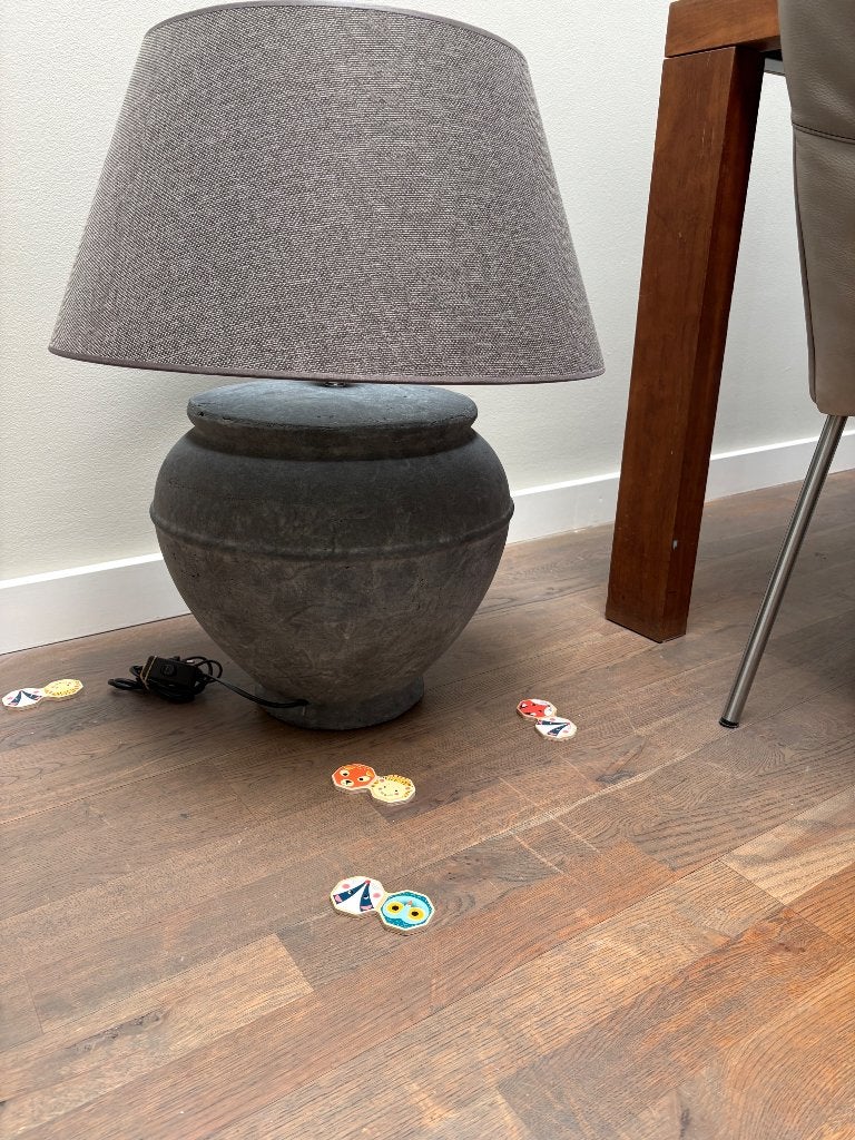 Brynz grote kruiklamp met kap, Ophalen, Met schakelaar, Textiel, Landelijk