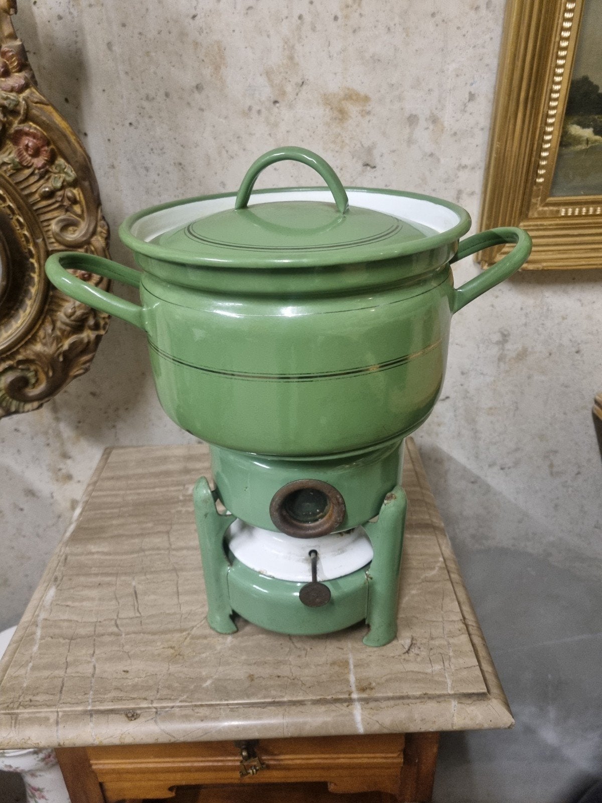 Petroleumstel met emaille pan, Ophalen of Verzenden