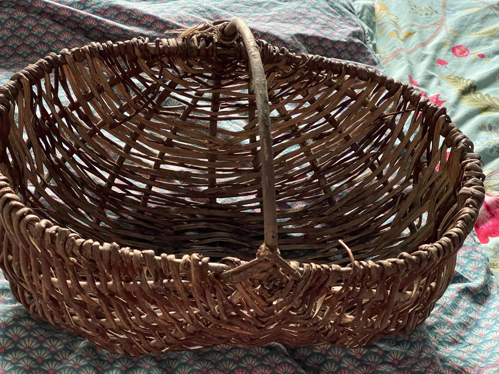Brocante plukmand - Vintage rieten mand, Ophalen of Verzenden