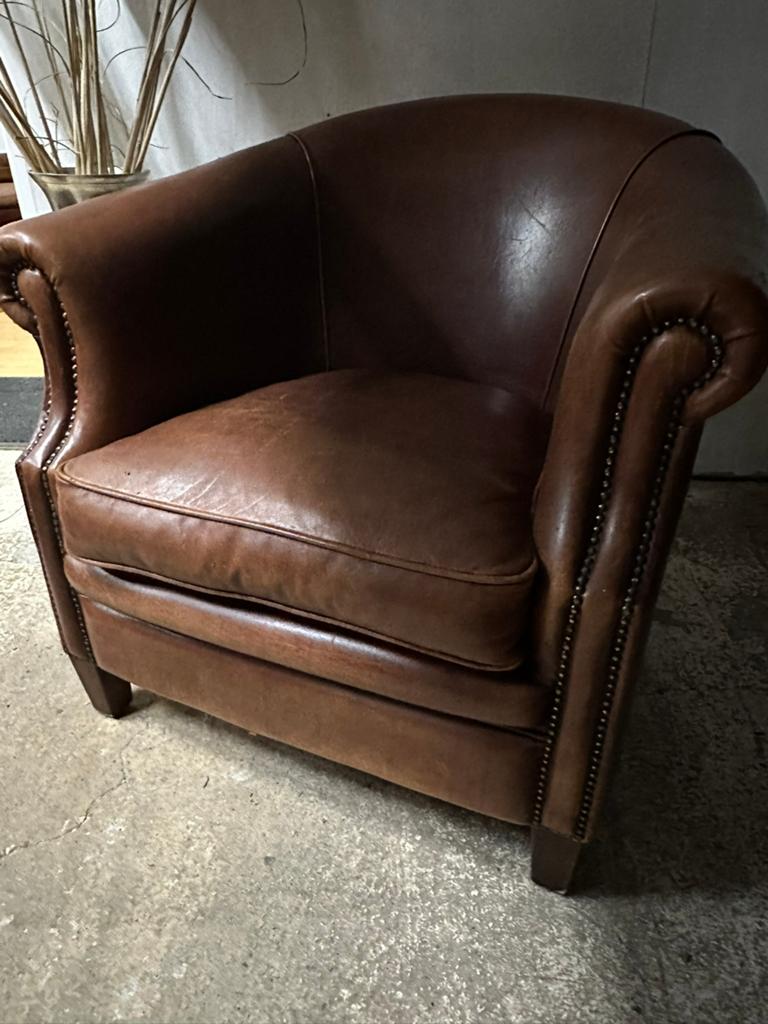 Exclusieve leren clubfauteuil. Nette staat., Ophalen, Gebruikt, ., Chesterfield