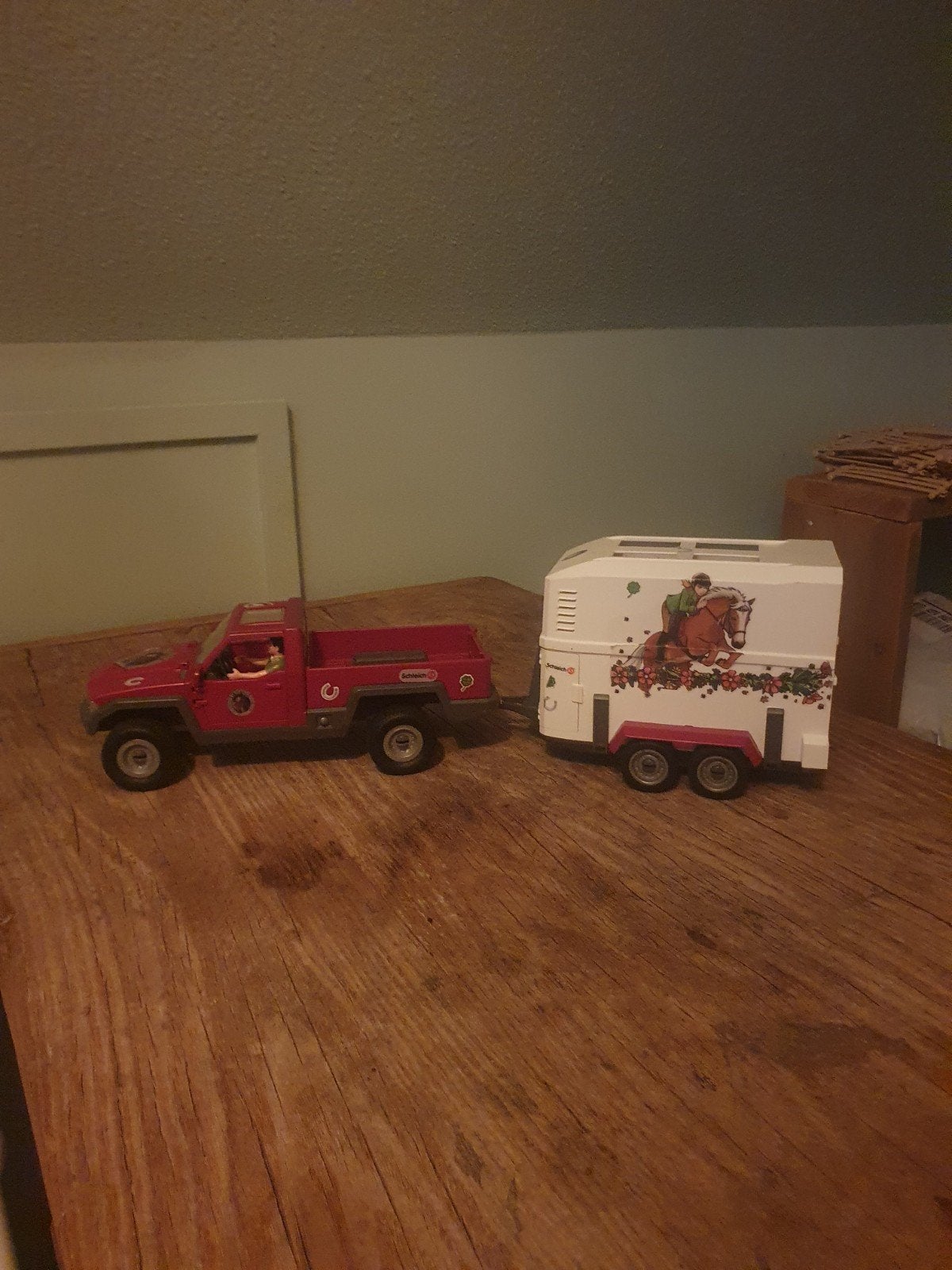 Schleich pick-up truck met paardentrailer, Ophalen of Verzenden, Gebruikt