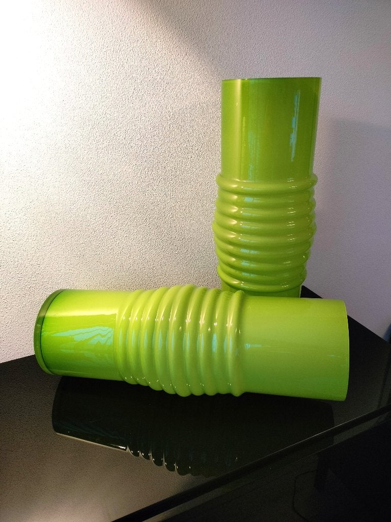 2 x Sculpturale Vaas HEMA Vloervaas Groen Limoen Lemon 2004, Ophalen of Verzenden