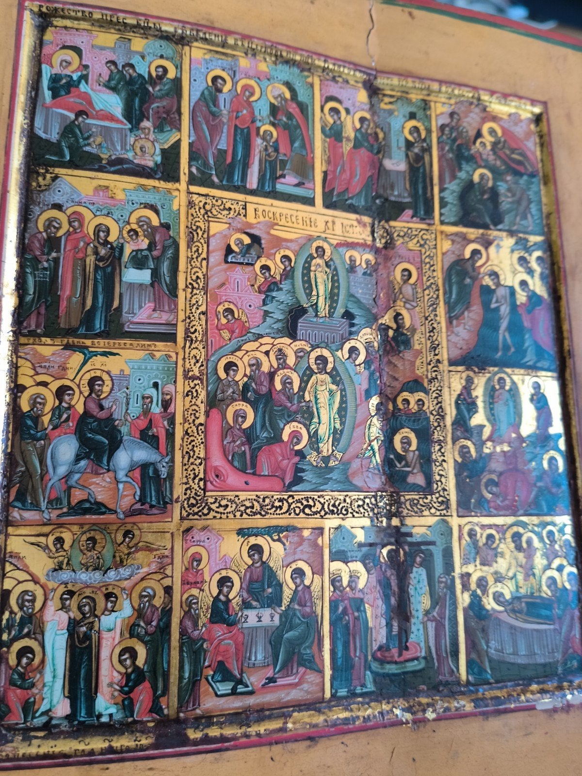 Kerkikoon Rusland, feestdagen ikoon hoge kwaliteit, Antiek en Kunst, Kunst | Schilderijen | Klassiek, Ophalen of Verzenden