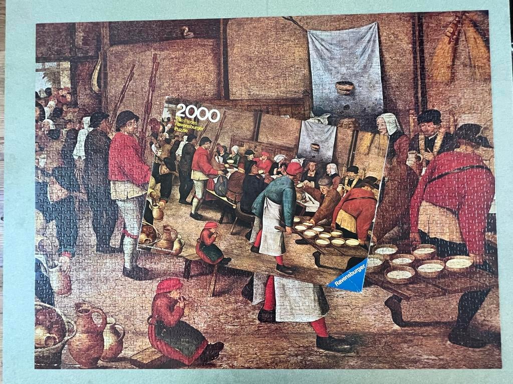 Vintage Ravensburger puzzel 2000 stukjes - De Boerenbruiloft, Ophalen of Verzenden, Meer dan 1500 stukjes, Legpuzzel