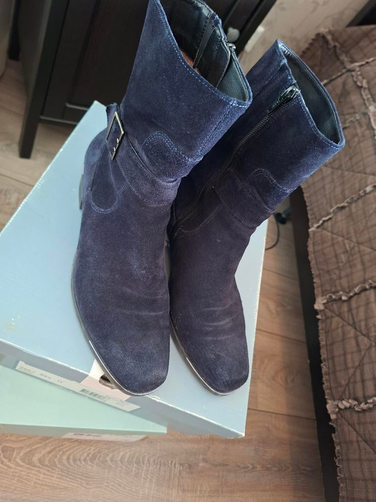 Durea laarsje donkerblauw suède in zeer goede staat maat 41, Ophalen, Zo goed als nieuw, Blauw