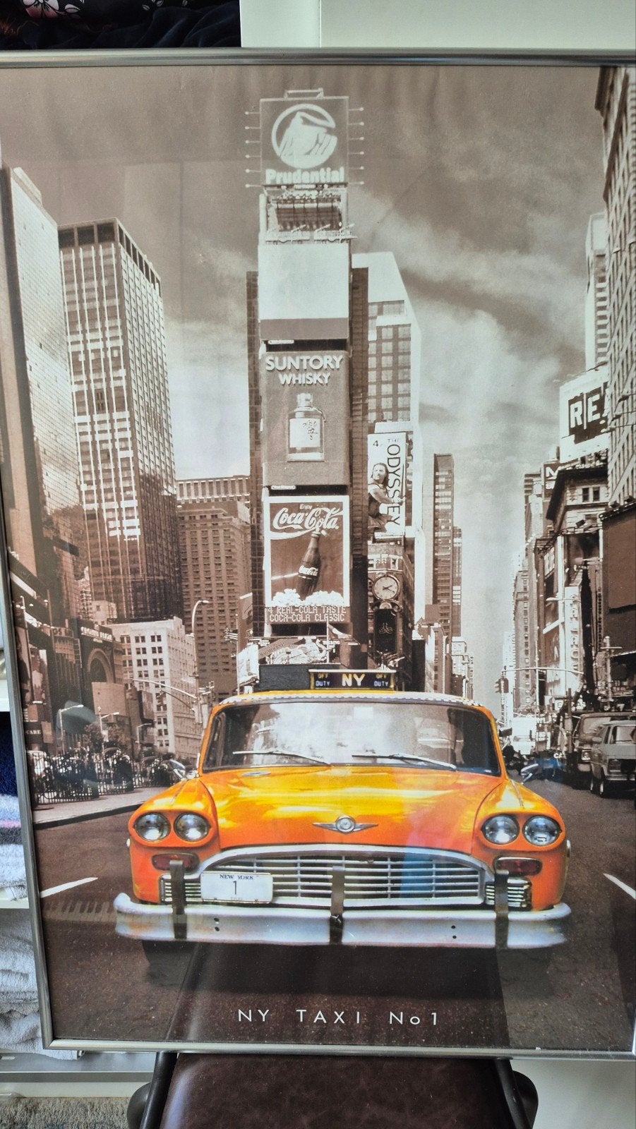 NY Taxi No 1 Times Square Print, Ophalen of Verzenden, Gebruikt, 50 tot 75 cm, Print