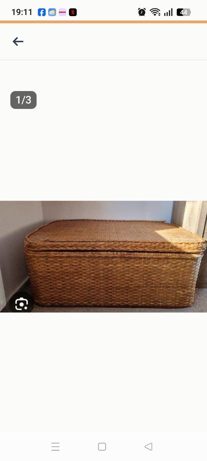 Vintage rotan tafelmand, Ophalen, Gebruikt, Riet, Rechthoekig