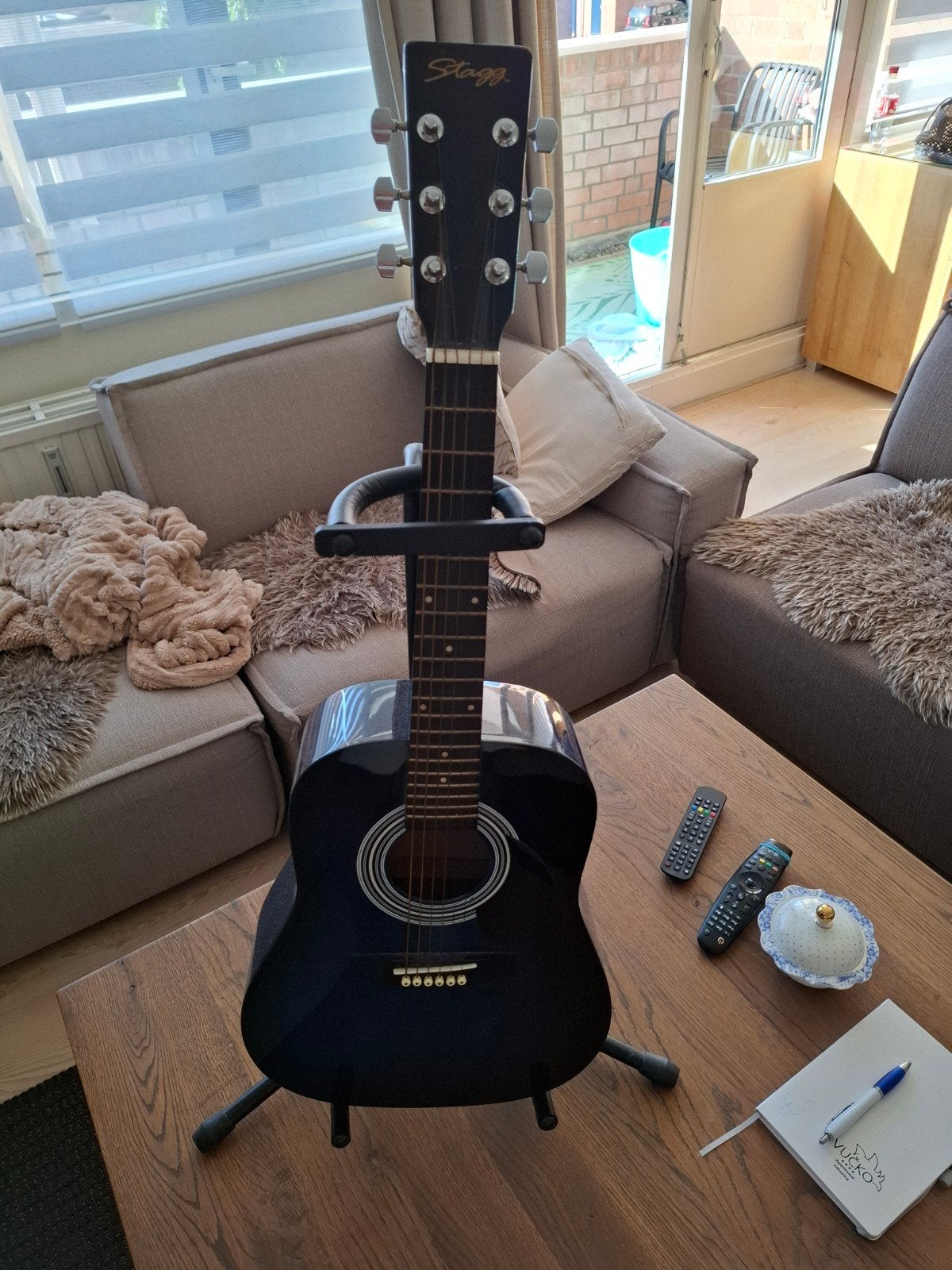 Stagg SW201 Western Gitaar - Zwart, Ophalen of Verzenden, Gebruikt, Western- of Steelstringgitaar