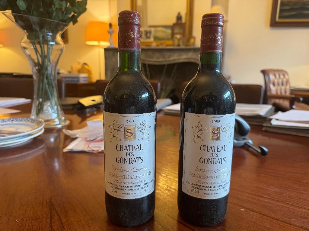 Wijn 1988 verzamelobject Château des Gondats, Ophalen, Frankrijk, Zo goed als nieuw, Rode wijn