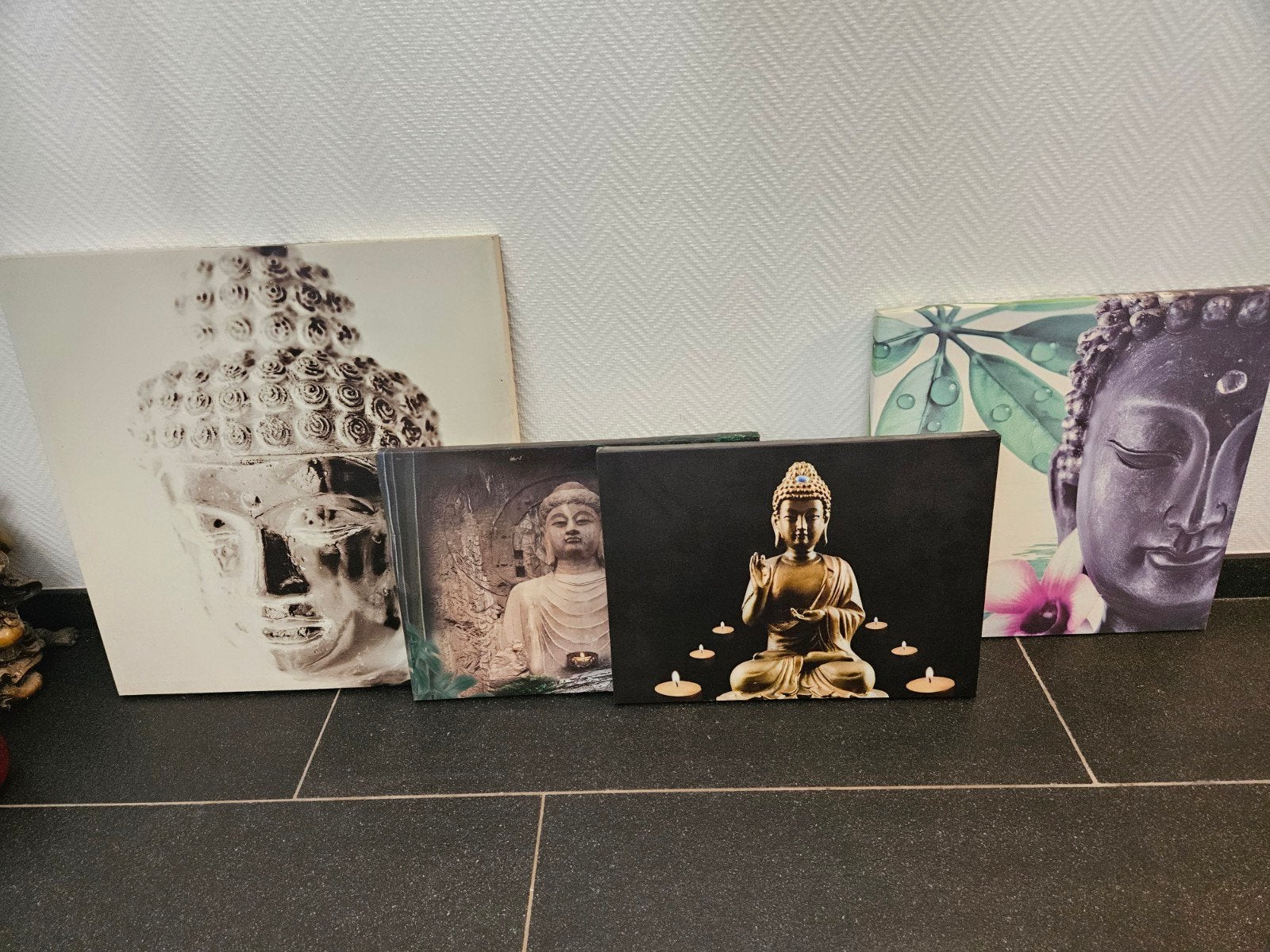 4 boeddha schilderijen, Ophalen, Minder dan 50 cm, Schilderij