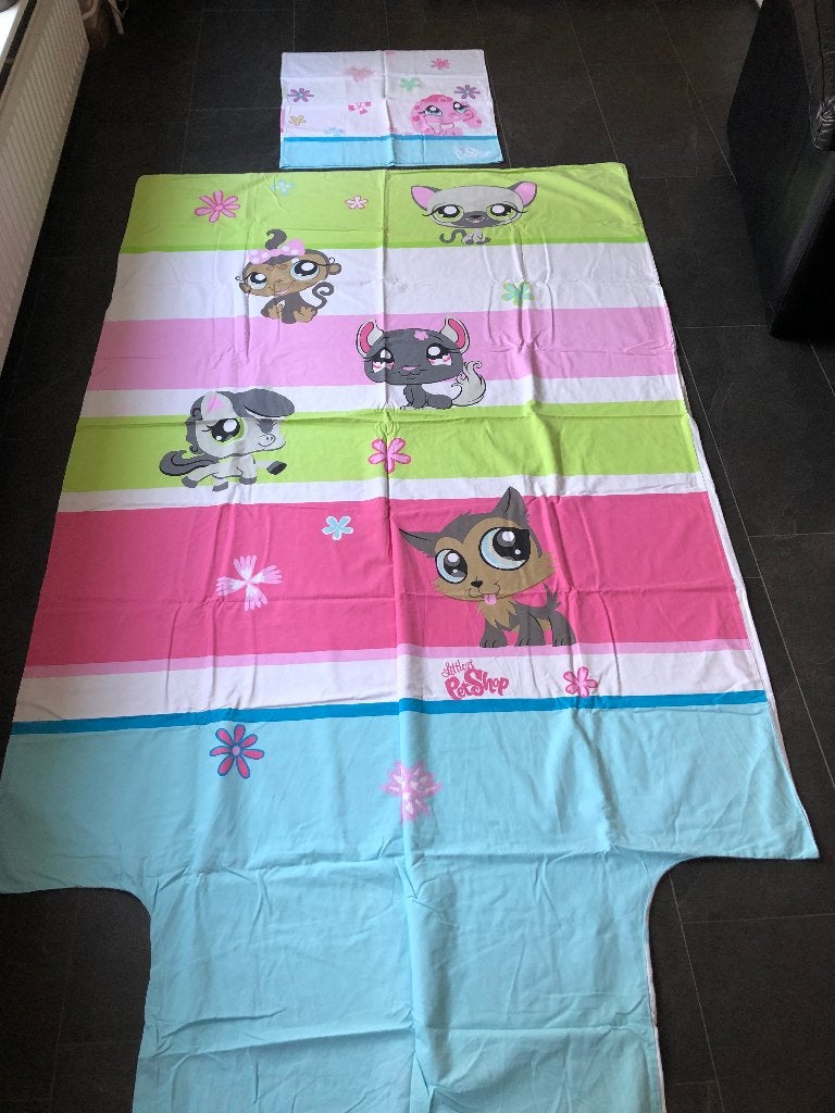 Dekbedovertrek Littlest Pet Shop 90 x 200, Gebruikt, Inclusief kussenslopen, Eenpersoons, Wit