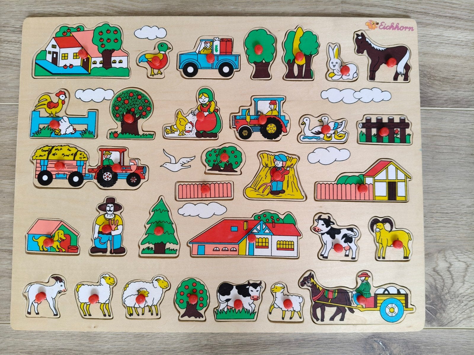 Houten puzzel boerderij, Ophalen, 10 tot 50 stukjes, Zo goed als nieuw, Van hout