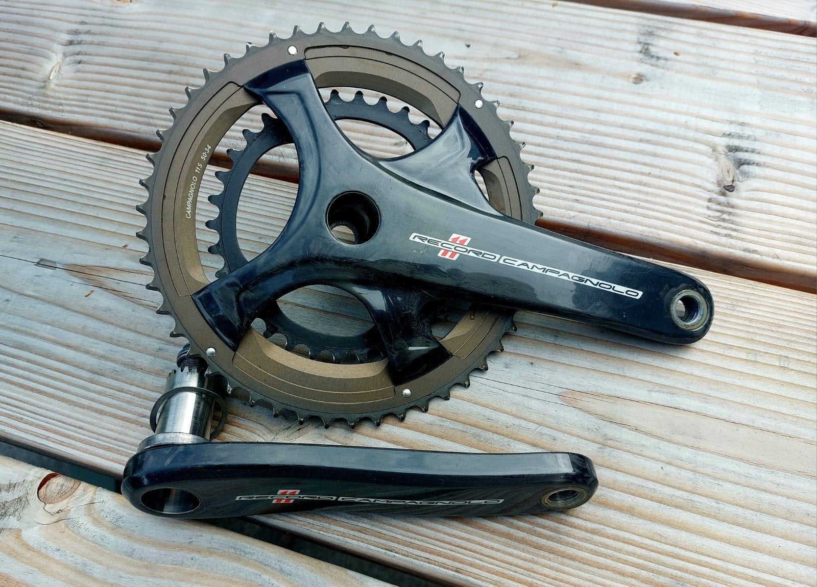 Campagnolo Record Crankstel 2x11 compact 50/34, Fietsen en Brommers, Fietsonderdelen, Crankstel of Pedalen, Gebruikt, Campagnolo