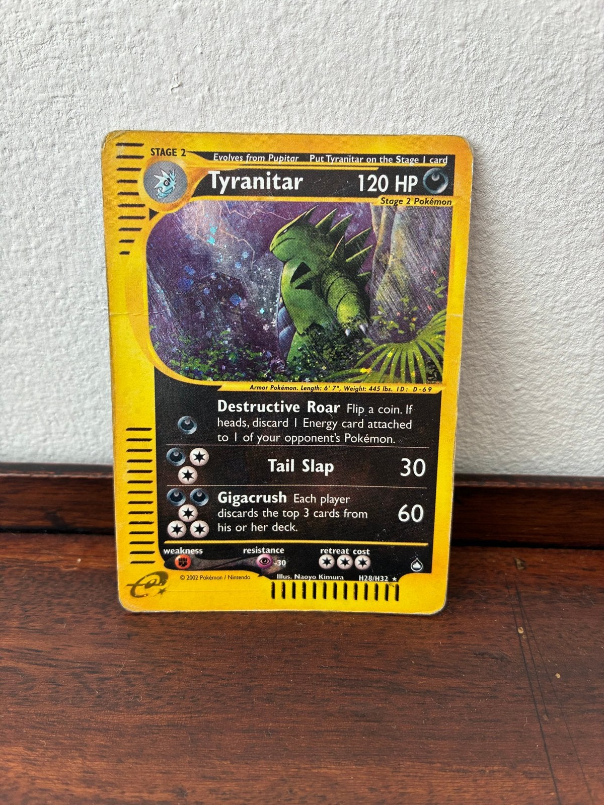 Tyranitar H28/H32 - Aquapolis 2002, Ophalen of Verzenden, Gebruikt, Losse kaart, Foil