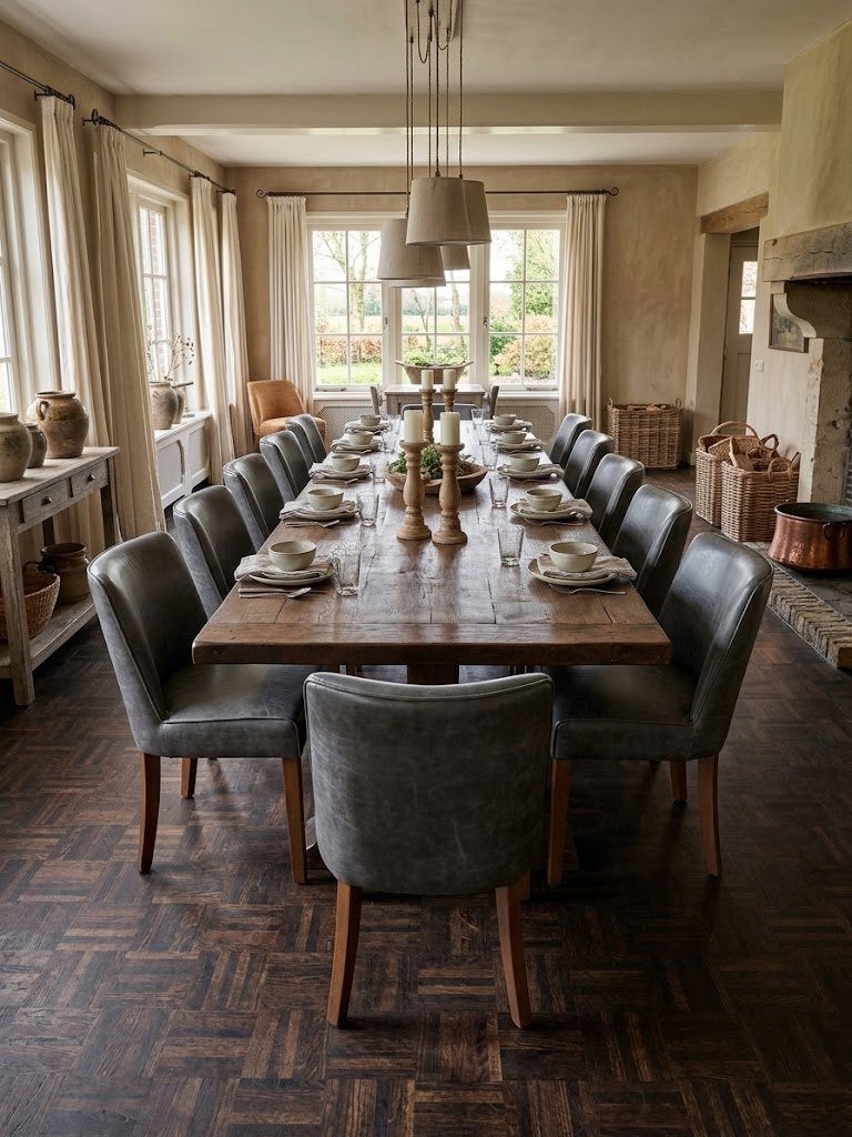 13 Riviera Maison Chairs type Riverdale Pellini Leer, Ophalen, Hout, Grijs, Vijf, Zes of meer stoelen