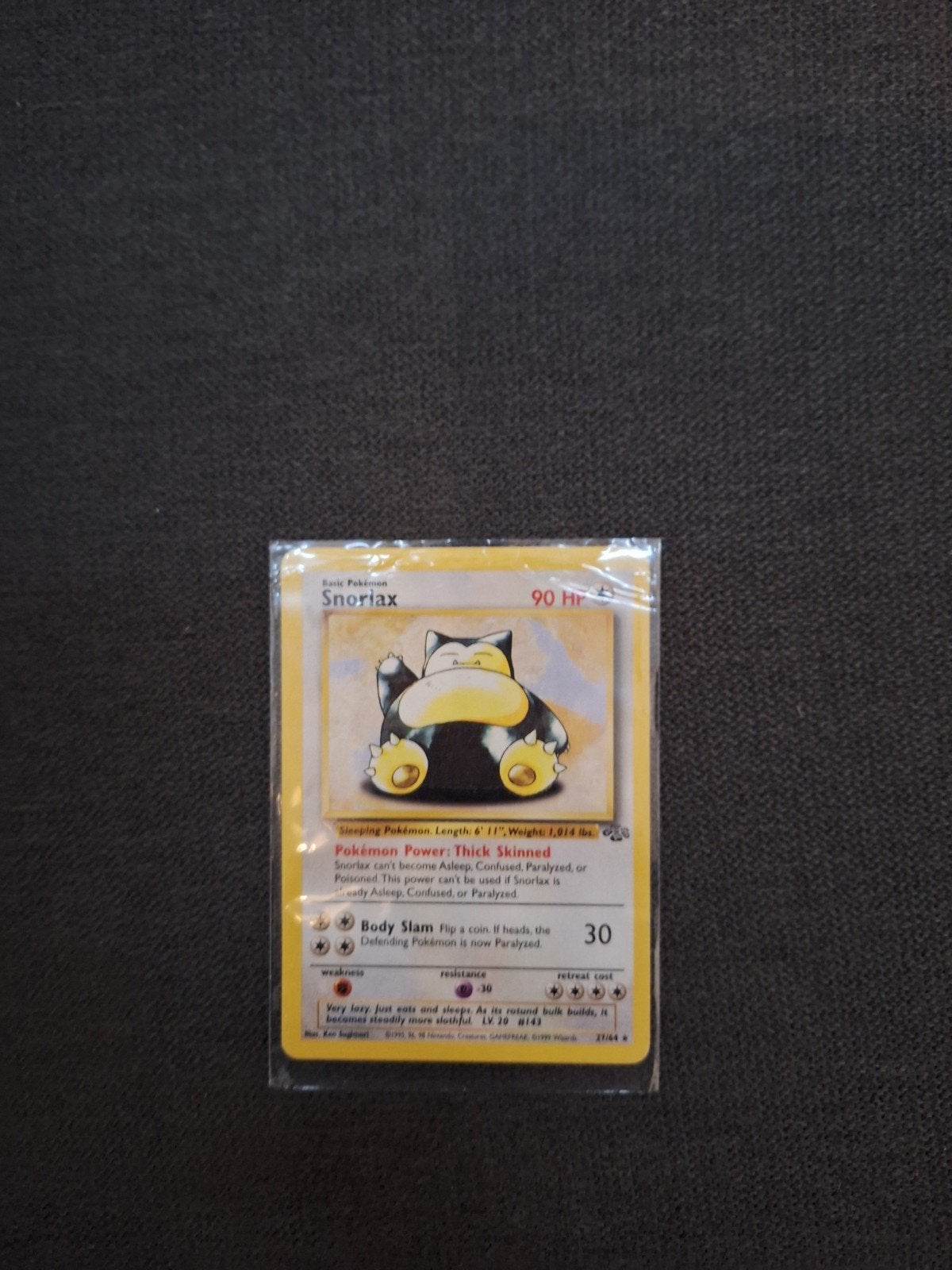 Snorlax pokemon uit 1995, Ophalen of Verzenden, Zo goed als nieuw, Losse kaart