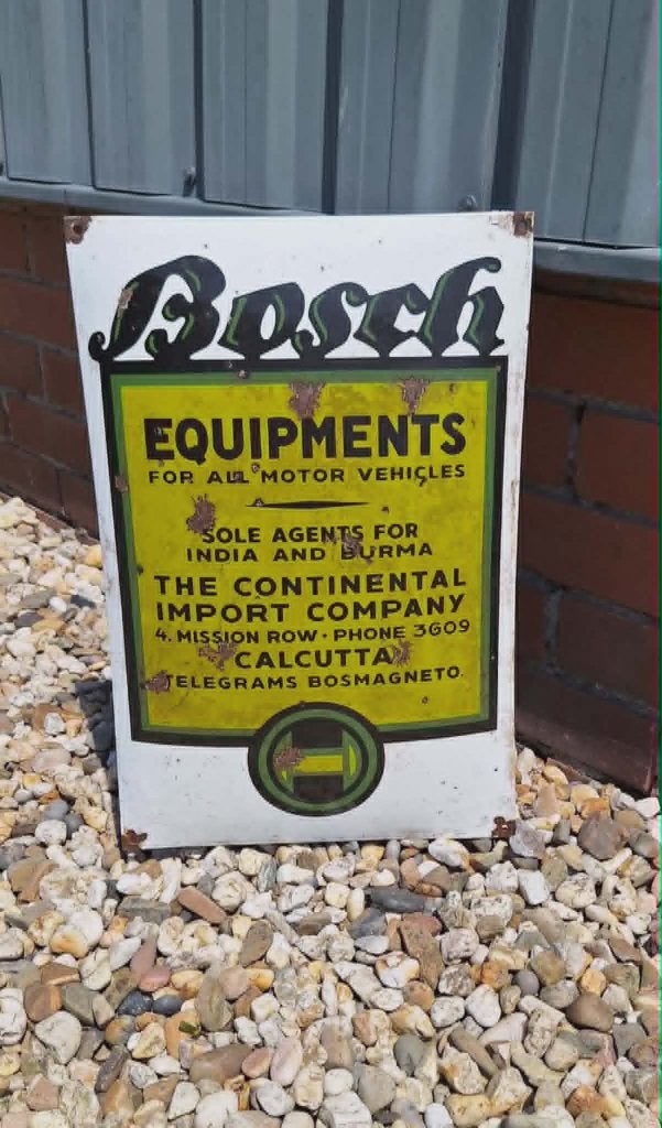 Bosch emaille reclamebord, Calcutta India., Reclamebord, Gebruikt, ., Ophalen of Verzenden