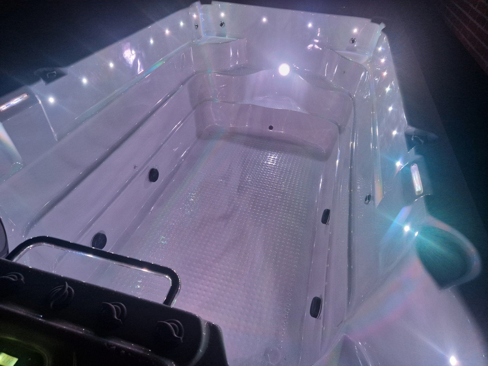 Dubbele/Duo Zwemspa met Jazuzzi gedeelte Sunspa Melbourne, Ophalen of Verzenden, Gebruikt, Trap, Vast