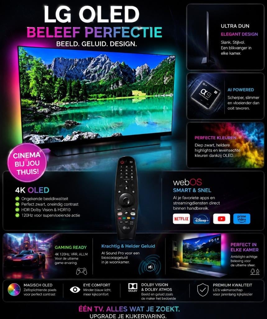 LG OLED 55C8PLA / 55 inch / 4K UHD OLED  TV, Ophalen, OLED, Zo goed als nieuw, 100 Hz