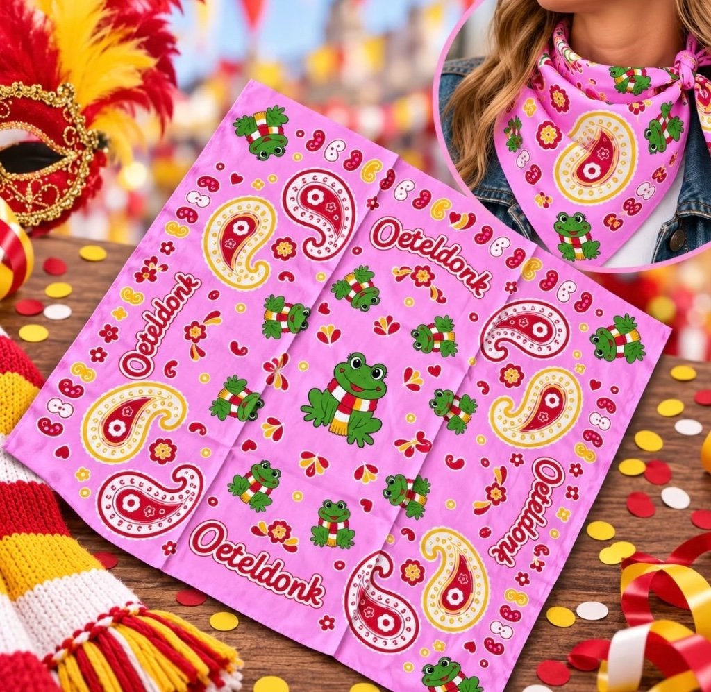 Oeteldonk Bandana Carnaval Elluf Elluf Brabant Roze en Rood, Carnaval, Verzenden, De Durskes, Nieuw