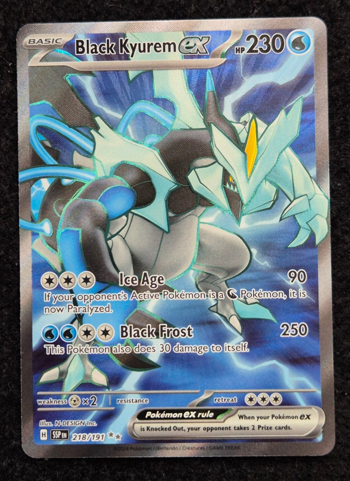 Black Kyurem Ex - 218/191 - Surging Sparks (SSP 218) NM, Ophalen of Verzenden, Nieuw, Losse kaart