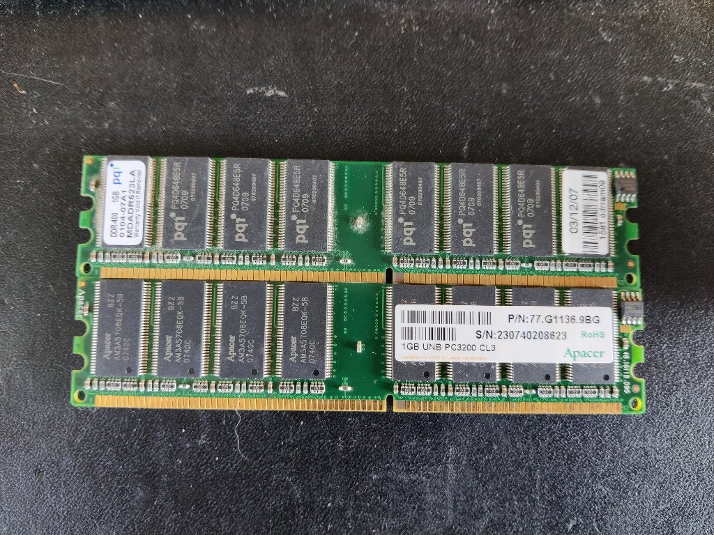 4 X 1GB DDR1 PC-3200 [MEM719] 9-6, Computers en Software, RAM geheugen, Ophalen of Verzenden, Gebruikt, DDR, Desktop