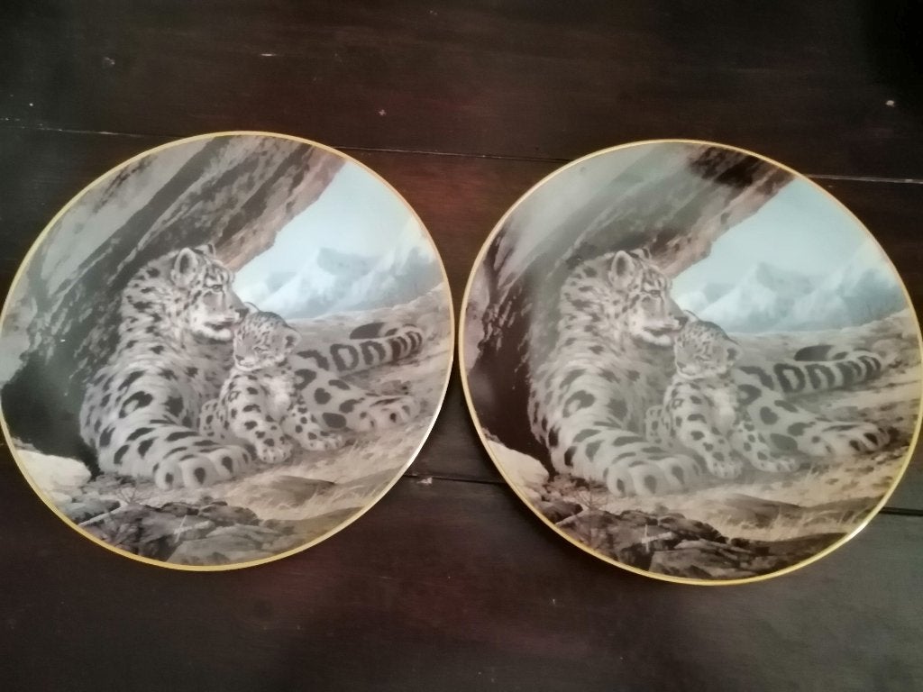 2 wandborden The snow leopard van Will Nelson, 22cm, Ophalen of Verzenden
