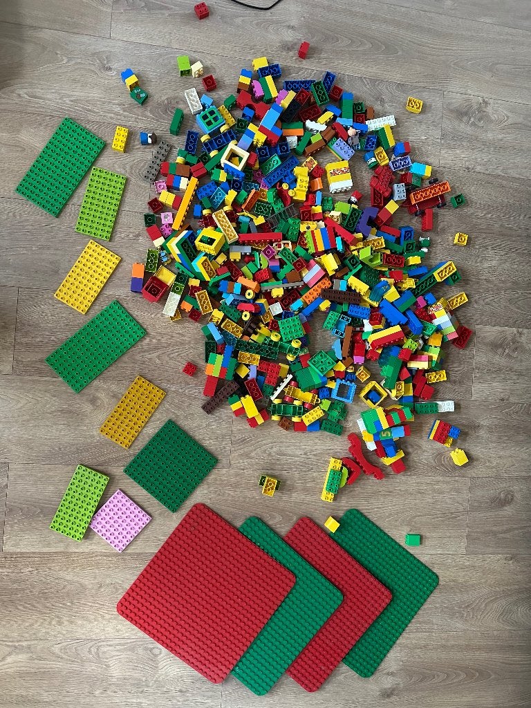 Grote partij Duplo incl 4 grondplaten, Ophalen, Gebruikt, Inclusief minifiguren, Duplo