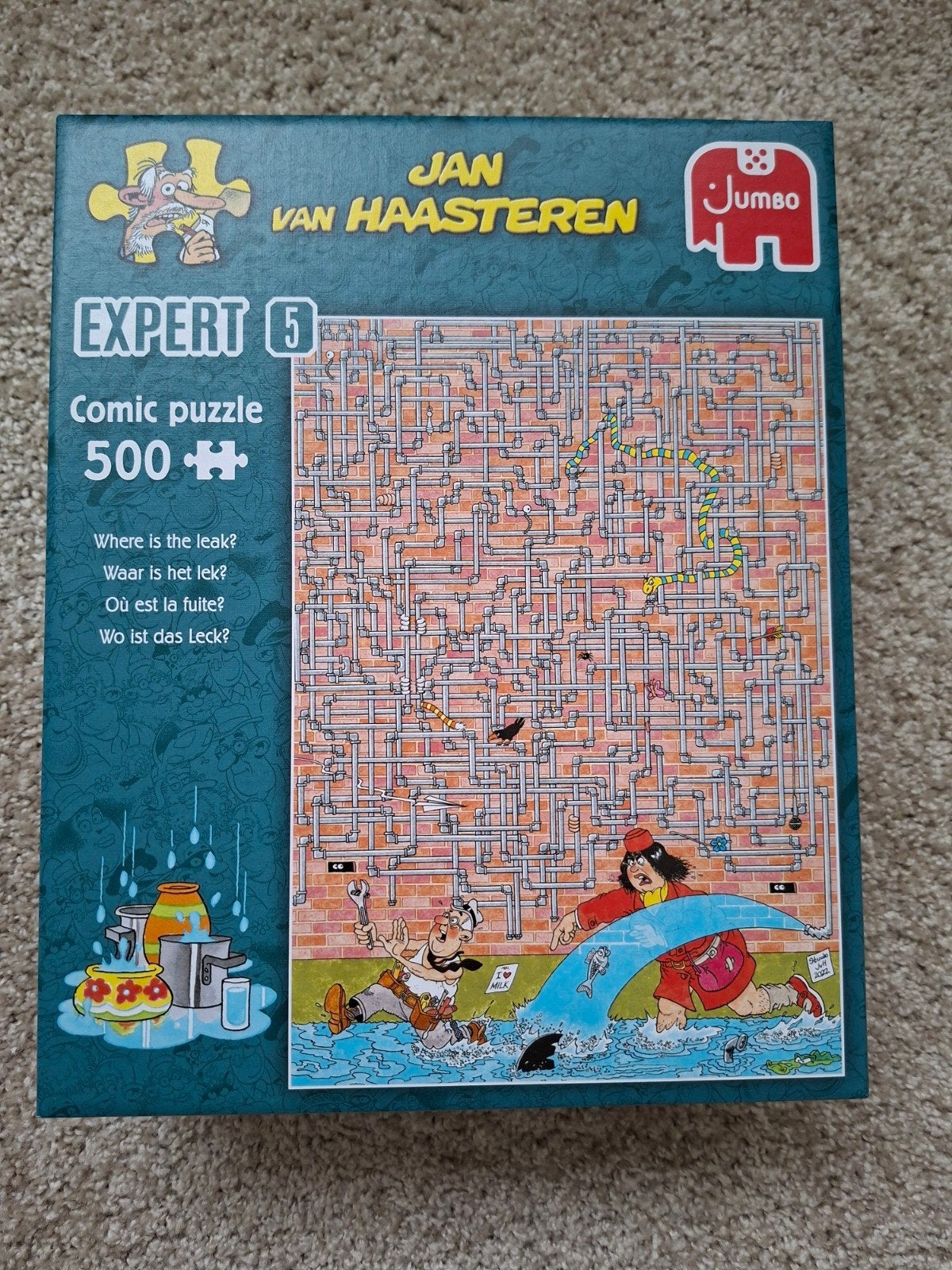 Jan van haasteren puzzel 500 st Expert Waar is het lek?, Ophalen, 500 t/m 1500 stukjes, Zo goed als nieuw, Legpuzzel