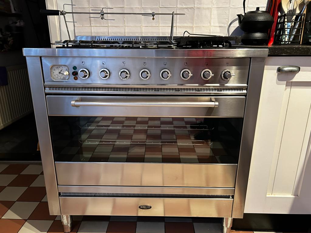 Boretti 6pits gasfornuis incl accessoires, Witgoed en Apparatuur, Fornuizen, Gebruikt, Vrijstaand, Gas, 5 kookzones of meer, 90 tot 95 cm