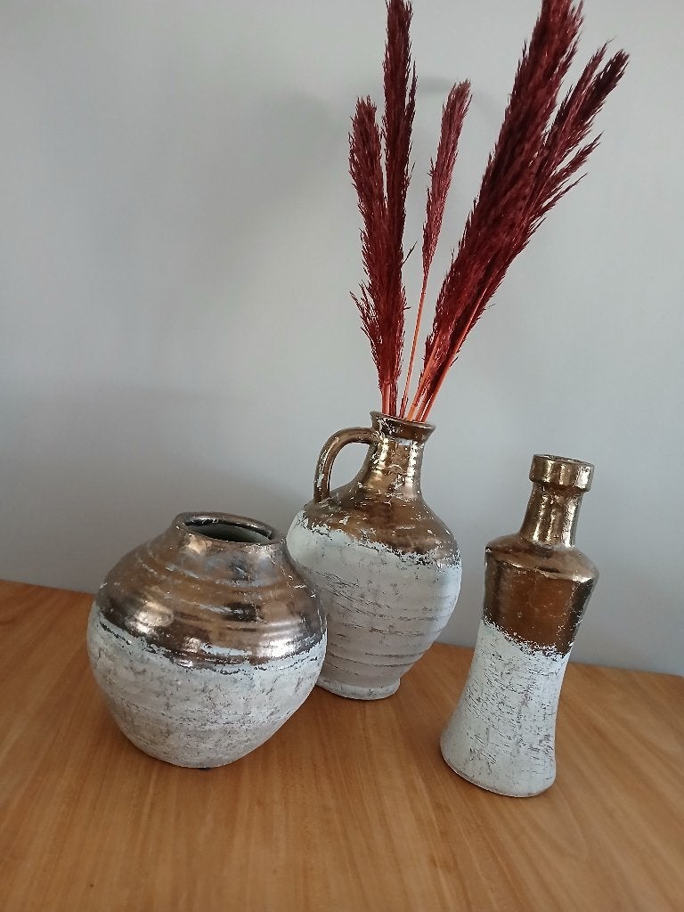 Set van 3 Kruik, Kruik en fles vaas, Ophalen of Verzenden, Zo goed als nieuw, Steen/keramiek