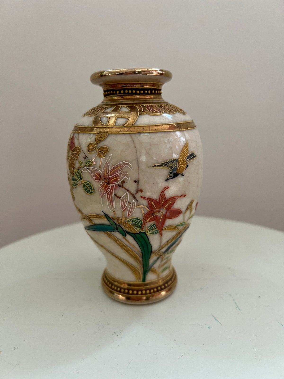 Vintage Japanse Satsuma Vaas - Handgeschilderd, 13 cm, Ophalen of Verzenden