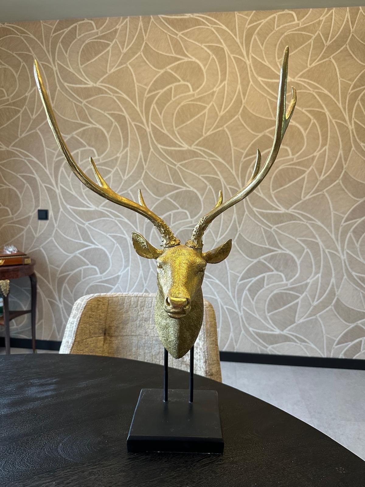 Gouden Hertenkop Decoratie - 37x64 cm, Ophalen, Zo goed als nieuw, Goud, Metaal