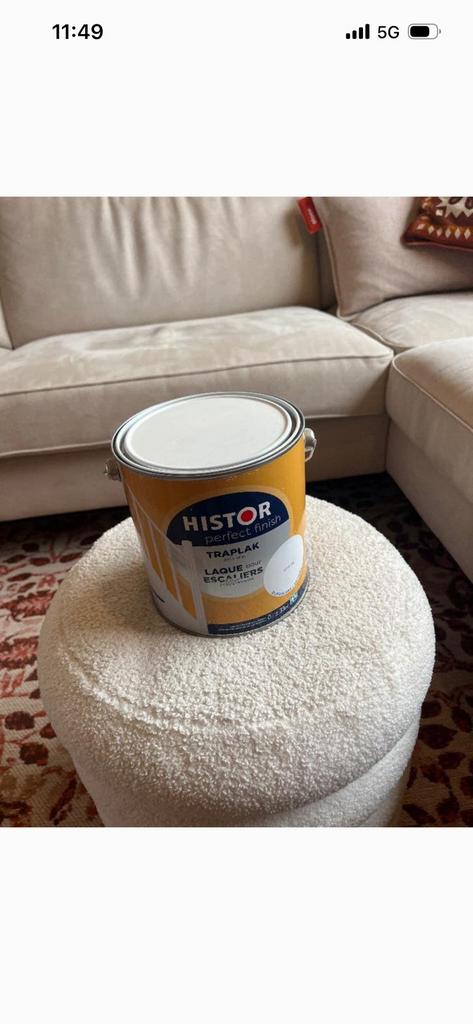 Nieuw: Histor traplak anti-slip zijdeglans wit 2,5 l, Ophalen of Verzenden, Zo goed als nieuw, Wit, Lak