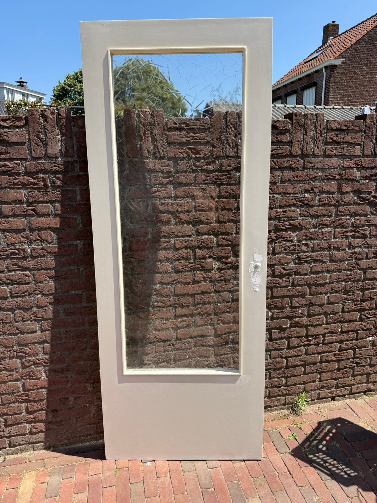Binnendeur met raam, Doe-het-zelf en Verbouw, Gebruikt, Deurkozijn, 150 tot 225 cm, Inclusief glas