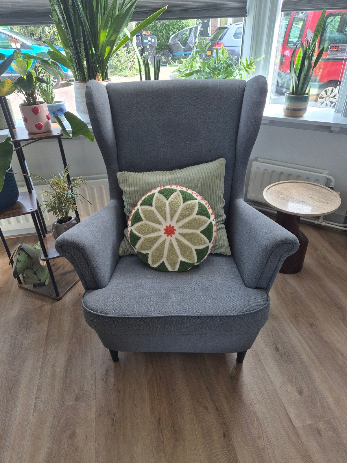IKEA Strandmon fauteuil grijs, Ophalen, 75 tot 100 cm, Zo goed als nieuw, Stof
