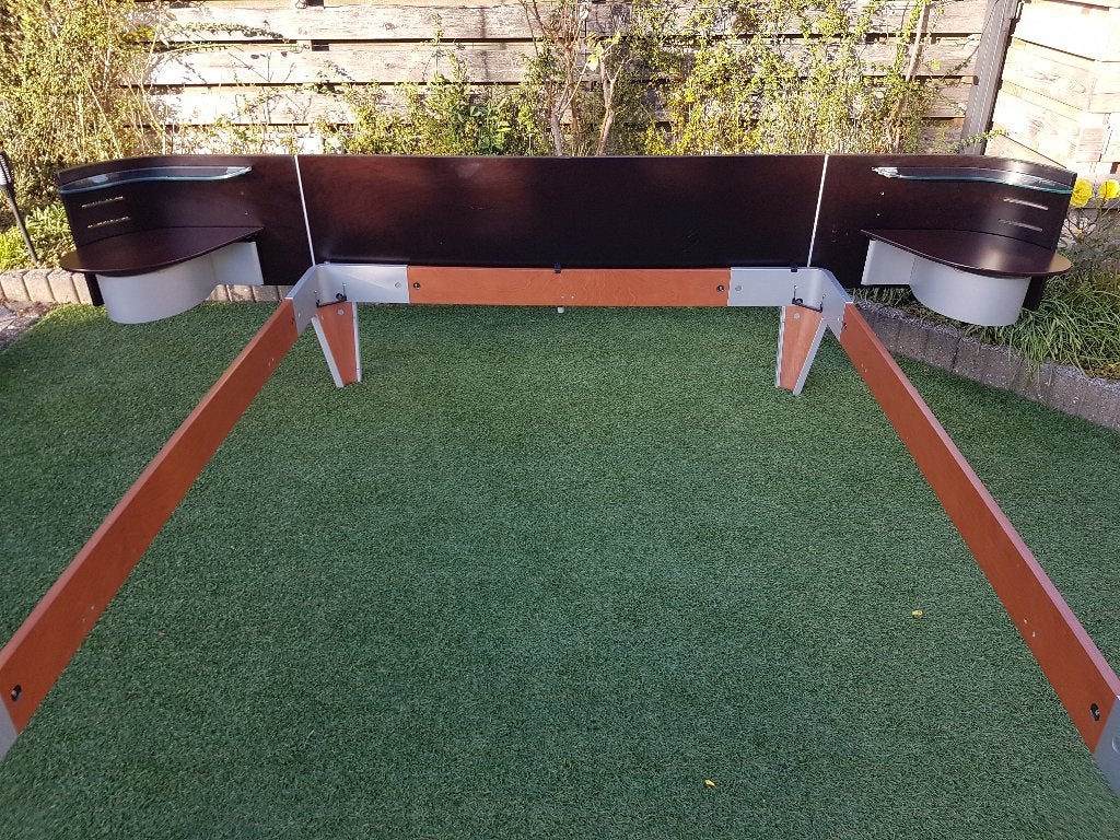 Auping Next 160 x 200 +  achterwand + 2 aanhaaktafeltjes, Huis en Inrichting, Ophalen, Gebruikt, Overige kleuren, Tweepersoons