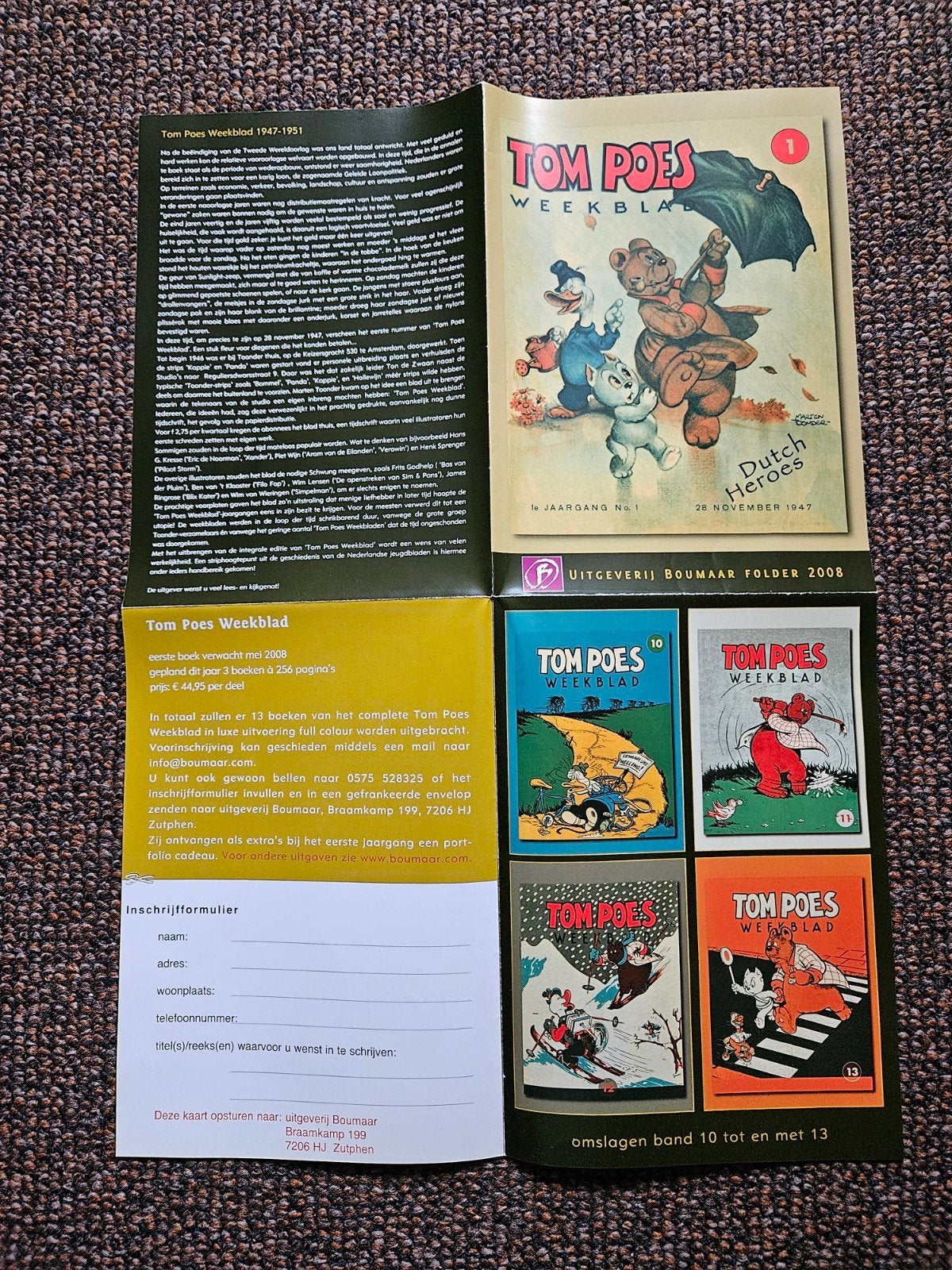 Tom Poes Weekblad Folder 2008 - Boumaar, Boeken, Eén stripboek, Ophalen, Zo goed als nieuw