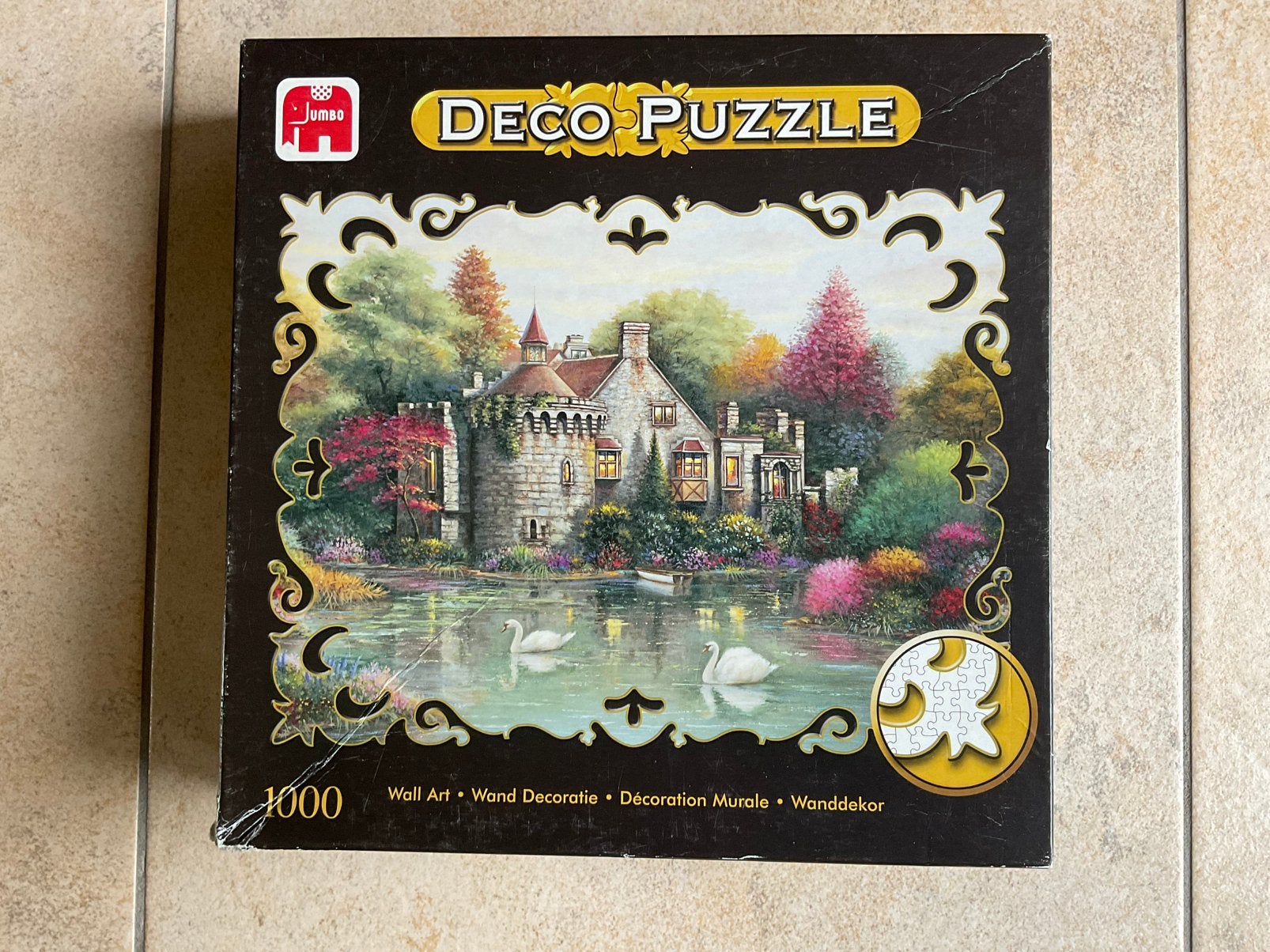 Puzzel 1000 stukjes Deco Puzzle “Hidden Lake Chateau”, Hobby en Vrije tijd, Ophalen of Verzenden, Gebruikt, Legpuzzel